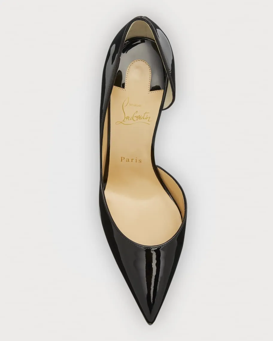 Christian Louboutin Patent Iriza Pumps with Red Sole and Open Side